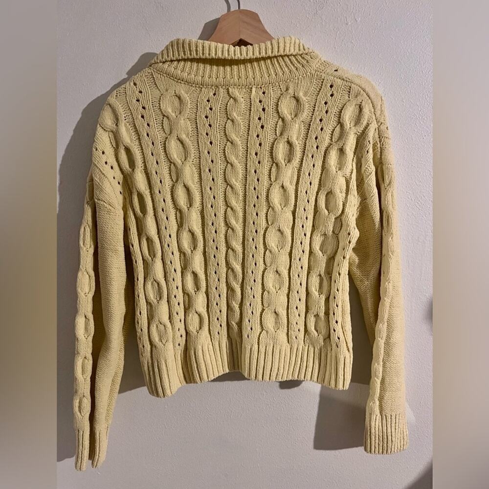Hazel Moon Size Medium Loose Knit Collared Cropped Sweater - Picture 3 of 5